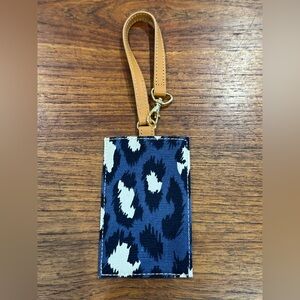 NWOT Diane Von Furstenberg Faux Leather Blue Leopard Luggage Tag